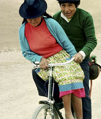 Bolivia. Near Potosi. Indian couple. riding to the market.